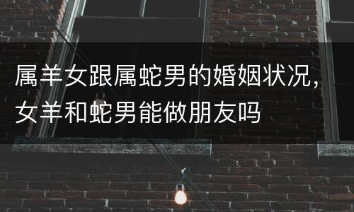 属羊女跟属蛇男的婚姻状况，女羊和蛇男能做朋友吗
