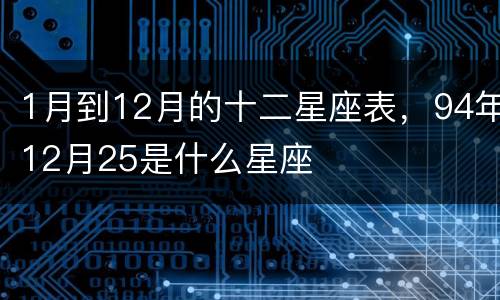 1月到12月的十二星座表，94年12月25是什么星座