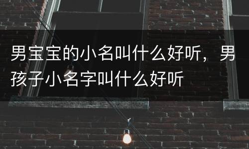 男宝宝的小名叫什么好听，男孩子小名字叫什么好听