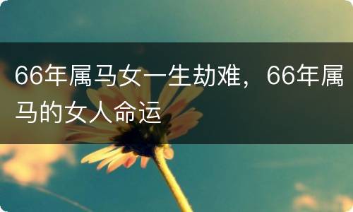 66年属马女一生劫难，66年属马的女人命运