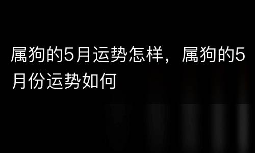 属狗的5月运势怎样，属狗的5月份运势如何
