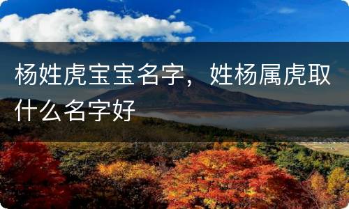 杨姓虎宝宝名字，姓杨属虎取什么名字好