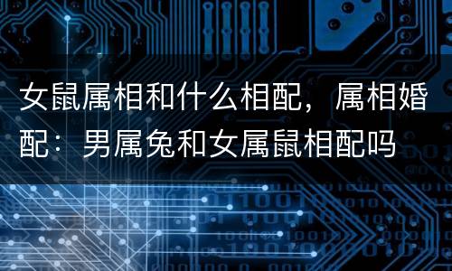 女鼠属相和什么相配，属相婚配：男属兔和女属鼠相配吗