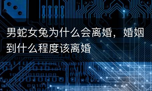 男蛇女兔为什么会离婚，婚姻到什么程度该离婚