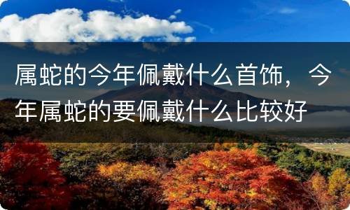 属蛇的今年佩戴什么首饰，今年属蛇的要佩戴什么比较好