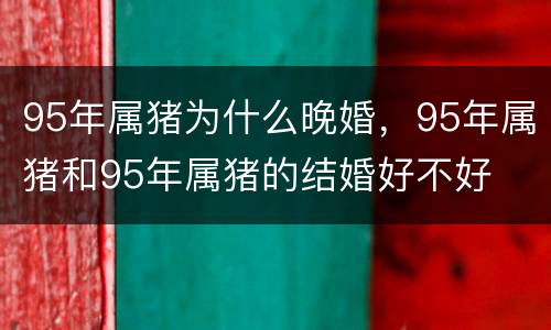 95年属猪为什么晚婚，95年属猪和95年属猪的结婚好不好
