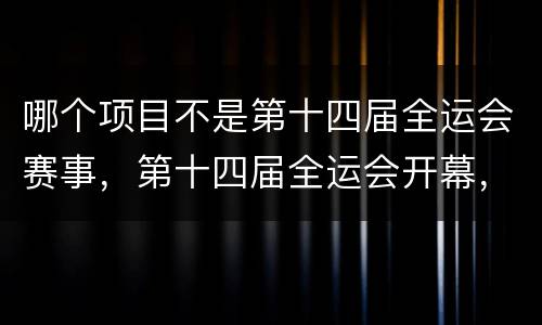 哪个项目不是第十四届全运会赛事，第十四届全运会开幕，今年的全运会与往年