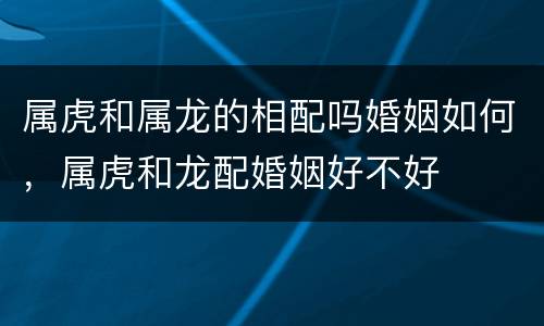 属虎和属龙的相配吗婚姻如何，属虎和龙配婚姻好不好