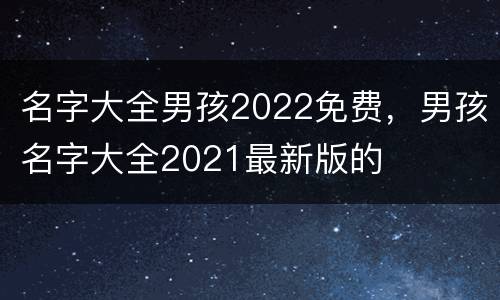 名字大全男孩2022免费，男孩名字大全2021最新版的