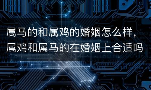 属马的和属鸡的婚姻怎么样，属鸡和属马的在婚姻上合适吗
