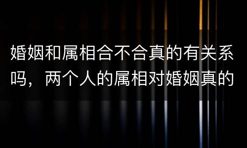 婚姻和属相合不合真的有关系吗，两个人的属相对婚姻真的重要吗？真的准吗？