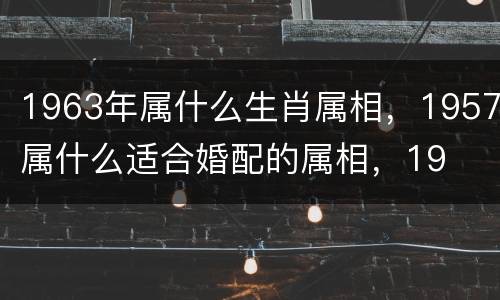 1963年属什么生肖属相，1957属什么适合婚配的属相，19