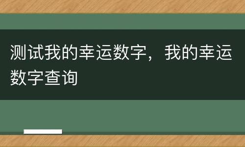 测试我的幸运数字，我的幸运数字查询