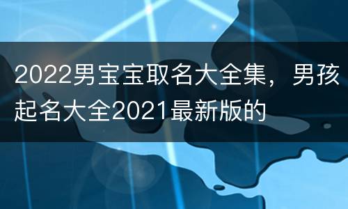 2022男宝宝取名大全集，男孩起名大全2021最新版的