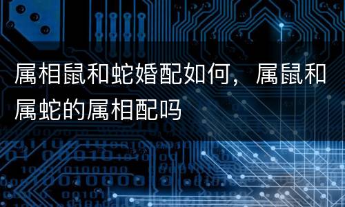 属相鼠和蛇婚配如何，属鼠和属蛇的属相配吗