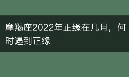 摩羯座2022年正缘在几月，何时遇到正缘