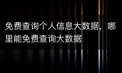 免费查询个人信息大数据，哪里能免费查询大数据