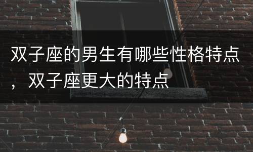 双子座的男生有哪些性格特点，双子座更大的特点