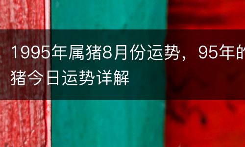 1995年属猪8月份运势，95年的猪今日运势详解