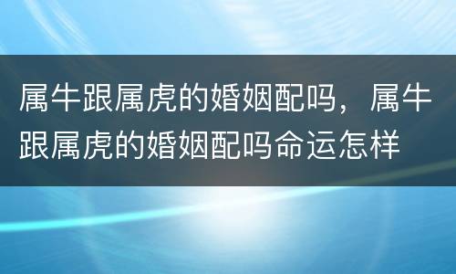 属牛跟属虎的婚姻配吗，属牛跟属虎的婚姻配吗命运怎样