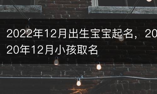 2022年12月出生宝宝起名，2020年12月小孩取名