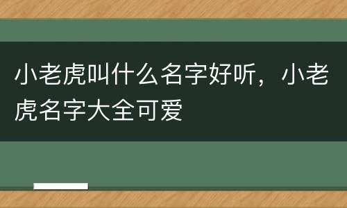 小老虎叫什么名字好听，小老虎名字大全可爱