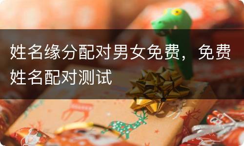 姓名缘分配对男女免费，免费姓名配对测试