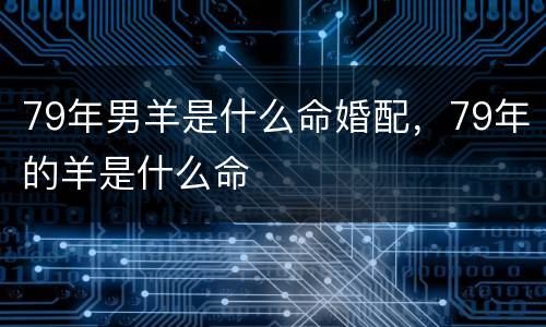 79年男羊是什么命婚配，79年的羊是什么命