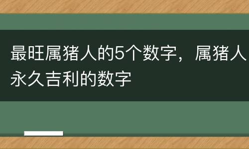 最旺属猪人的5个数字，属猪人永久吉利的数字