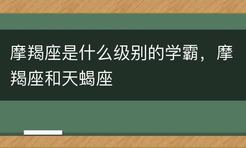 摩羯座是什么级别的学霸，摩羯座和天蝎座