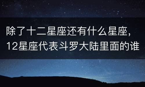 除了十二星座还有什么星座，12星座代表斗罗大陆里面的谁