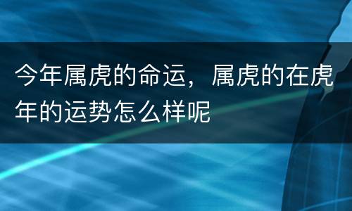 今年属虎的命运，属虎的在虎年的运势怎么样呢
