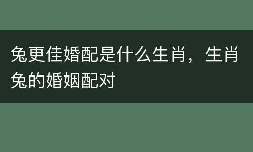 兔更佳婚配是什么生肖，生肖兔的婚姻配对