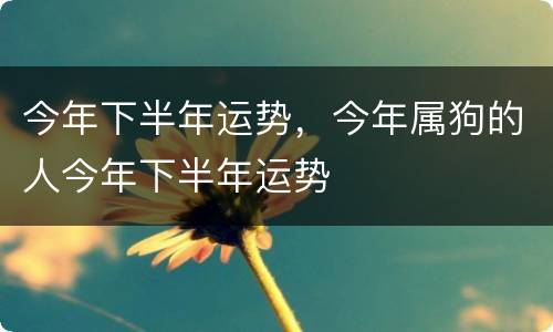 今年下半年运势，今年属狗的人今年下半年运势