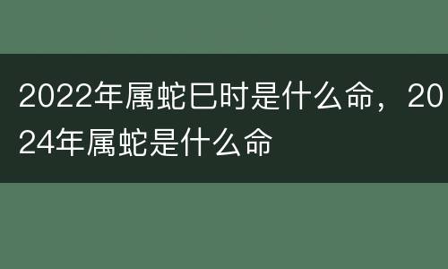 2022年属蛇巳时是什么命，2024年属蛇是什么命
