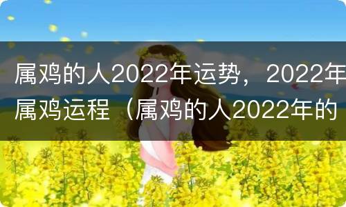 属鸡的人2022年运势，2022年属鸡运程（属鸡的人2022年的运势及运程）