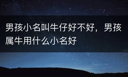 男孩小名叫牛仔好不好，男孩属牛用什么小名好