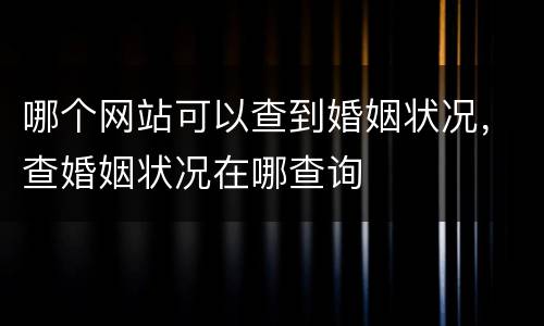 哪个网站可以查到婚姻状况，查婚姻状况在哪查询