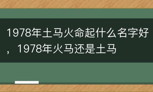 1978年土马火命起什么名字好，1978年火马还是土马