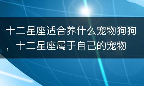 十二星座适合养什么宠物狗狗，十二星座属于自己的宠物