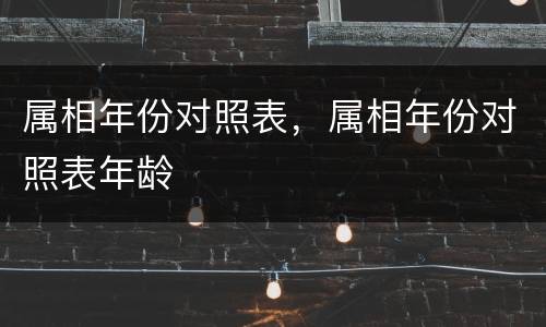 属相年份对照表，属相年份对照表年龄