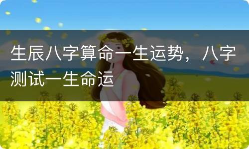 生辰八字算命一生运势，八字测试一生命运
