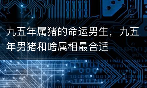 九五年属猪的命运男生，九五年男猪和啥属相最合适