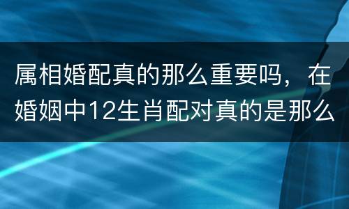 属相婚配真的那么重要吗，在婚姻中12生肖配对真的是那么重要吗？