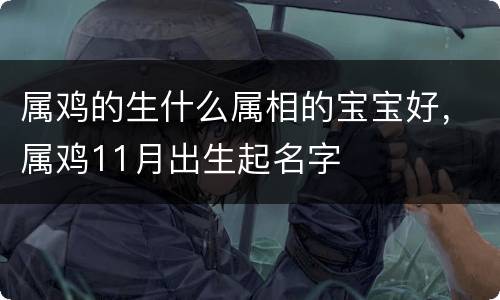 属鸡的生什么属相的宝宝好，属鸡11月出生起名字