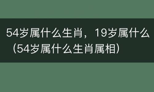 54岁属什么生肖，19岁属什么（54岁属什么生肖属相）