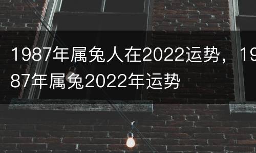 1987年属兔人在2022运势，1987年属兔2022年运势