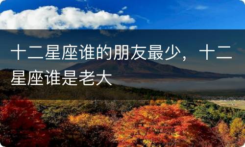 十二星座谁的朋友最少，十二星座谁是老大