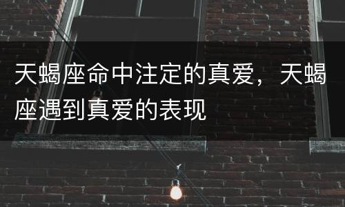 天蝎座命中注定的真爱，天蝎座遇到真爱的表现