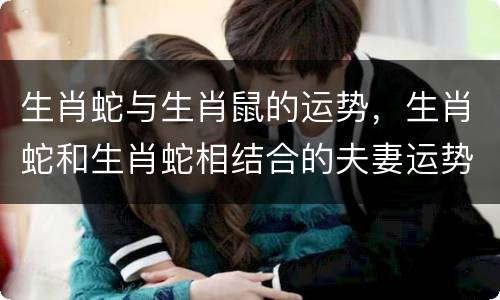 生肖蛇与生肖鼠的运势，生肖蛇和生肖蛇相结合的夫妻运势
